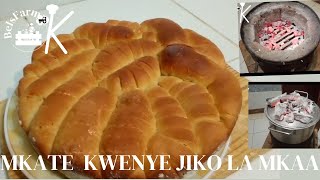 JINSI YA KUPIKA MKATE KWENYE JIKO LA MKAA : Mkate mtamu laini wa maziwa kwenye jiko la mkaa