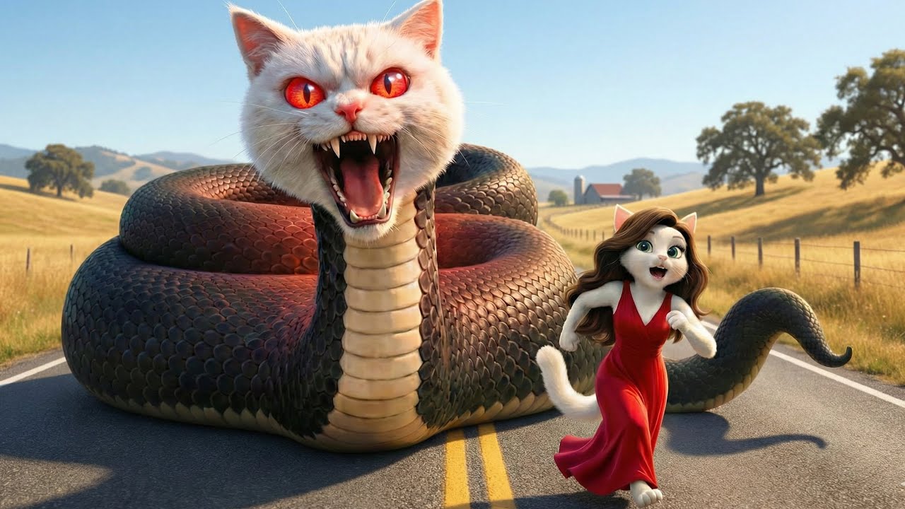 😿The Most Heart Touching Cat Rescue Story... 💔😭 Snake Attack 🐍 | AI Cat Movie