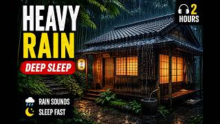 Heavy Rain on Japanese Cabin Roof in Bamboo Forest 🌧️ Deep Sleep Rain Sounds for Relaxation &amp; Study