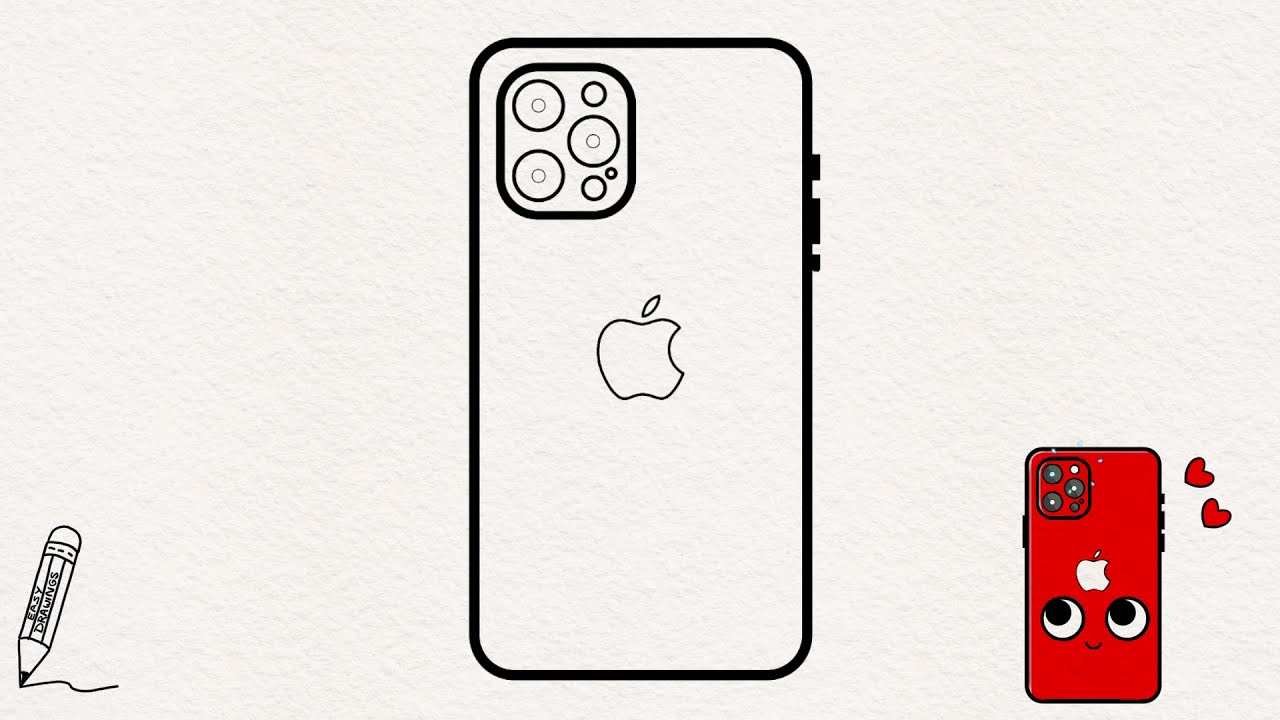 How To Draw Apple iPhone Easy Step by Step for KIDS - YouTube