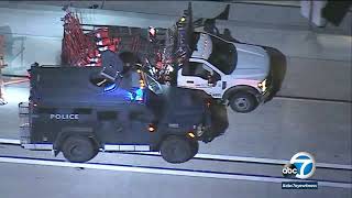 SoCal chase: Bearcat slams into stolen construction truck, K-9 takes down suspect | ABC7