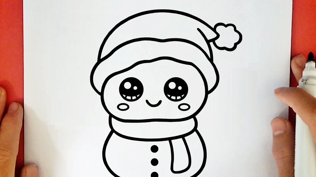 COME DISEGNARE UN PUPAZZO DI NEVE PER NATALE KAWAII