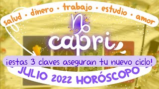 TAROT horóscopo ♑️ CAPRICORNIO JULIO🌹 amor 🌈 trabajo 💸 dinero ✏️ estudio 🌻salud