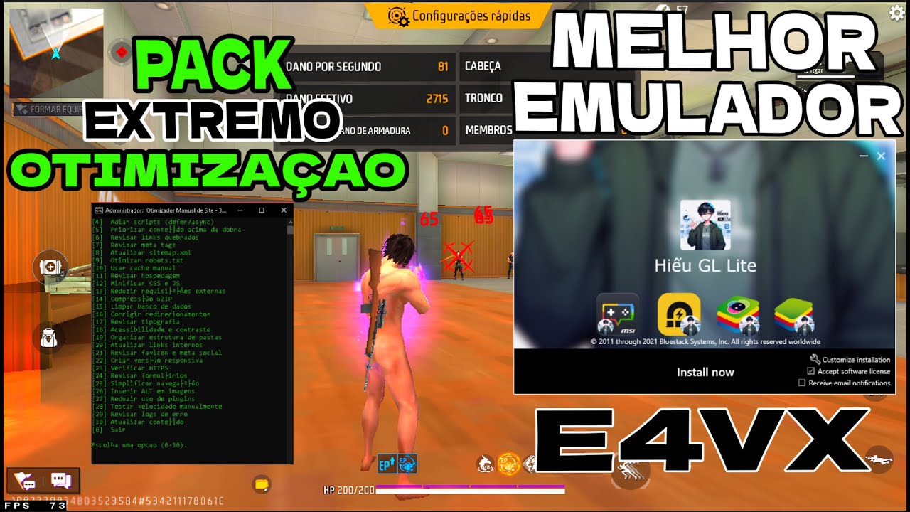 MELHOR EMULADOR E4VX OC FRACO , PACK DE OTIMIZAÇÃO EXTRMA+ FF V7A + FF X86✅ SEU PC 10X MAIS RÁPIDO🚀🔥