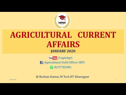 JANUARY  2020 Agricultural Current Affairs for NABARD, AFO, FCI by Roshan Kumar1