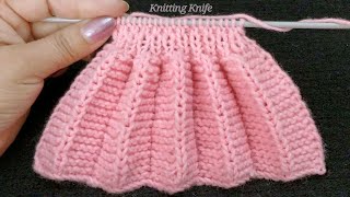फ्राक/स्कर्ट के लिए फैन फोल्ड बुनाई, Fan Fold Pleats Knitting Pattern for Beginners