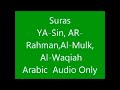 Suras Al-Waqiah,Al-Mulk,Ya-sin,Ar-Rahman