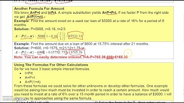 Finite Math 1.1 Simple Interest