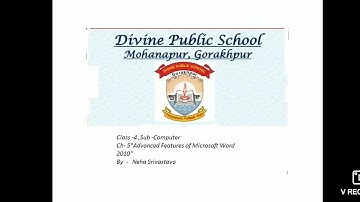 Class-4, Sub-Computer, Ch-5, "Advanced Features of Microsoft Word 2010"