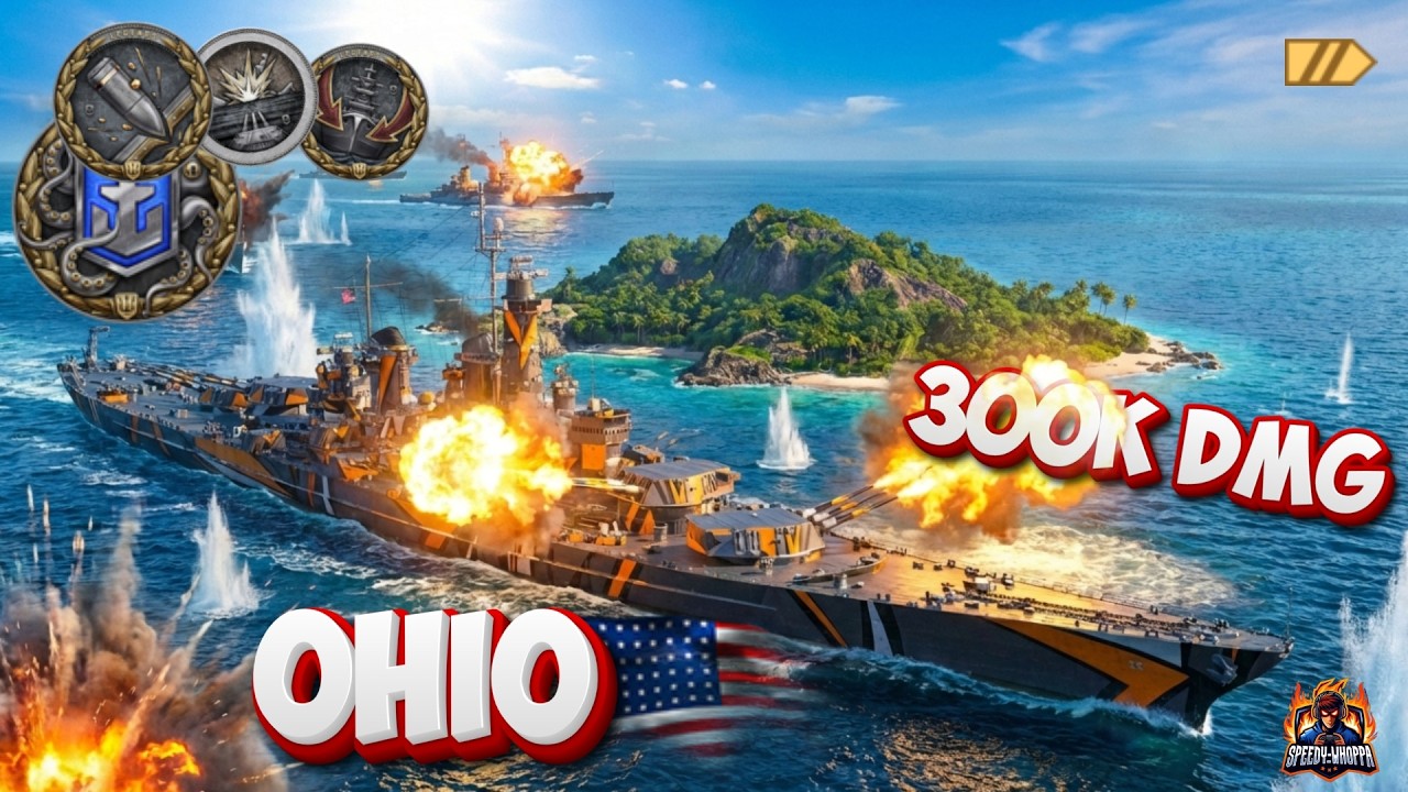 Ohio finally with 300k damage but a loss unfortunately in World of Warships Legends