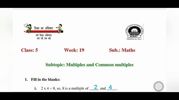 Multiples and common multiples||Class-5||Mathematics||week19||Worksheet||Solution