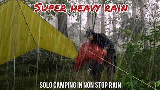 SOLO CAMPING HEAVY RAIN  STRUGGLE TO SET UP A TENT IN REAL SUPER HEAVY RAIN  BEHIND THE SCENE
