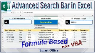 How to Make Advance Search Bar in Excel | Multi Search Criteria with Case Sensitive Option