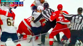 Ben Chiarot Matthew Tkachuk Brawl / Fight (FULL CLIP) Panthers vs Red Wings | NHL Highlights