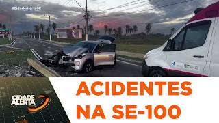 Motoristas ficam feridos em dois acidentes registrados na rodovia SE-100 - Cidade Alerta