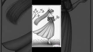 Beautiful Girl with Long Hair Pencil Sketch ✨ Easy Drawing Art #Shorts