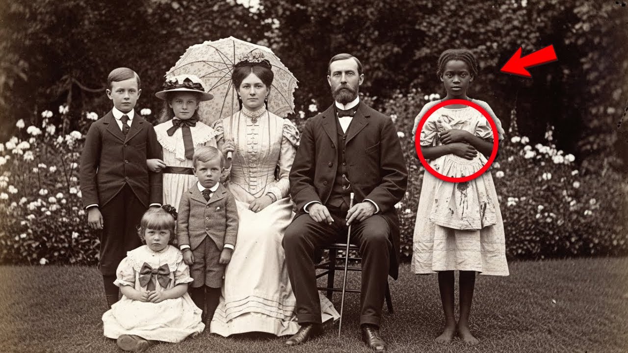 Nadie notó a la niña esclava en el retrato, hasta que un zoom reveló lo que cargaba
