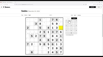 The New York Times Hard Classic Sudoku - Nov 24, 2022