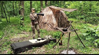 Bushcraft Tent Camping - 4 Seasons Tent - Wood Stove - Photography Trip - Campfire Cooking