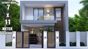 Modern and Simple House Design | 2Storey House | 7 x 11 Meters with 4Bedrooms