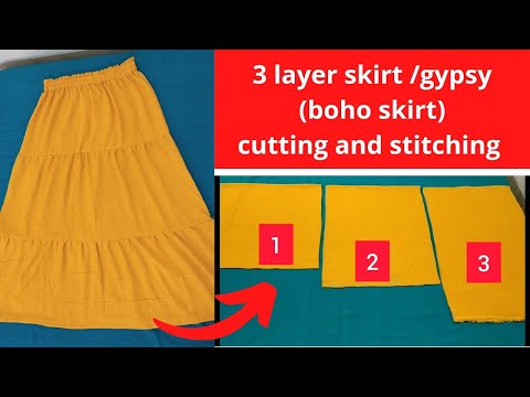 3 Layer /frill skirt cutting & stitching| gypsy,boho skirt| flared skirt| ruffle skirt,layered skirt