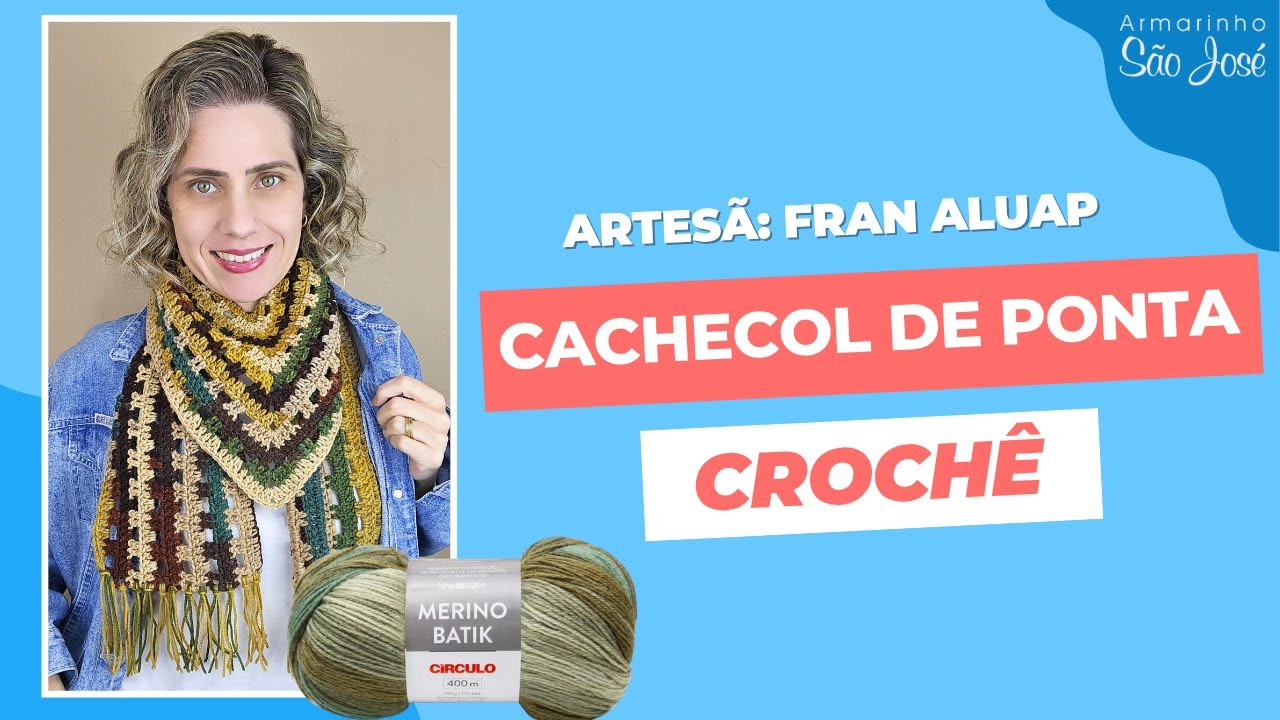 Como Fazer Cachecol com Ponta em Crochê Fio Batik - Por Fran Aluap ...
