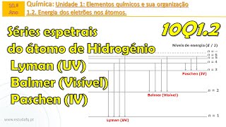 10Q1.2 | Séries espetrais do átomo de hidrogénio | Lyman, Balmer e Paschen | Aula 3