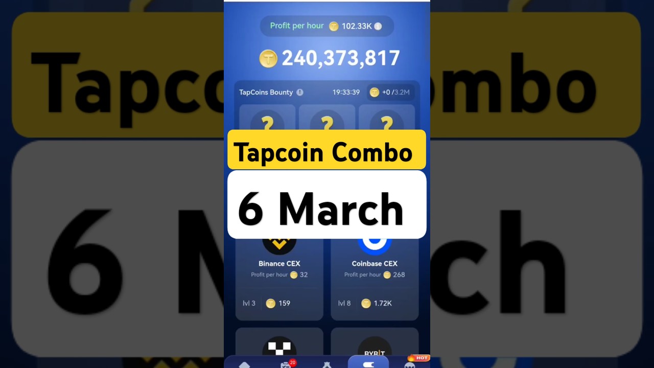 Tap Coin Daily Bounty Combo tap Coin Bot Daily 6 March 