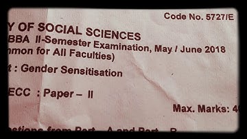 Gender sensitisation QUESTION PAPER for B.com 2nd semester of osmaniya university