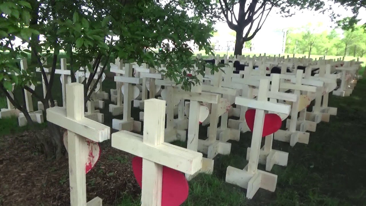 Crosses for the Victims of Chicago's Gun Violence in 2018
