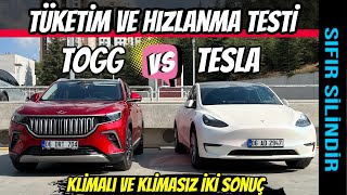 Togg vs Tesla Uzun Yol Tüketim ve Hızlanma Testi | Klimalı ve Klimasız | 0100 ve Ara hızlanma