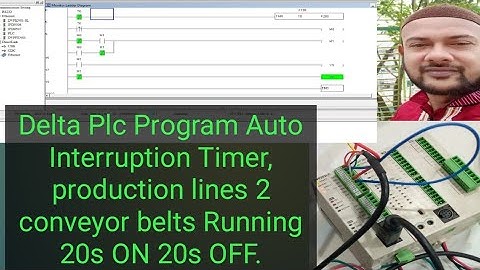 Delta Plc Program Auto Interruption Timer, production lines 2 conveyor belts Running 20s ON 20s OFF.