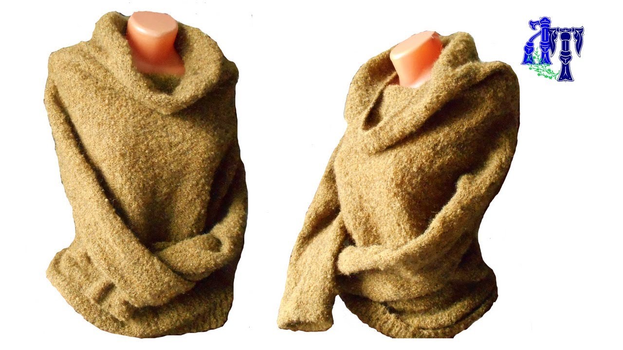 Свитер спицами с воротником хомут из буклированной пряжи #ЛюдмилаТен # ...