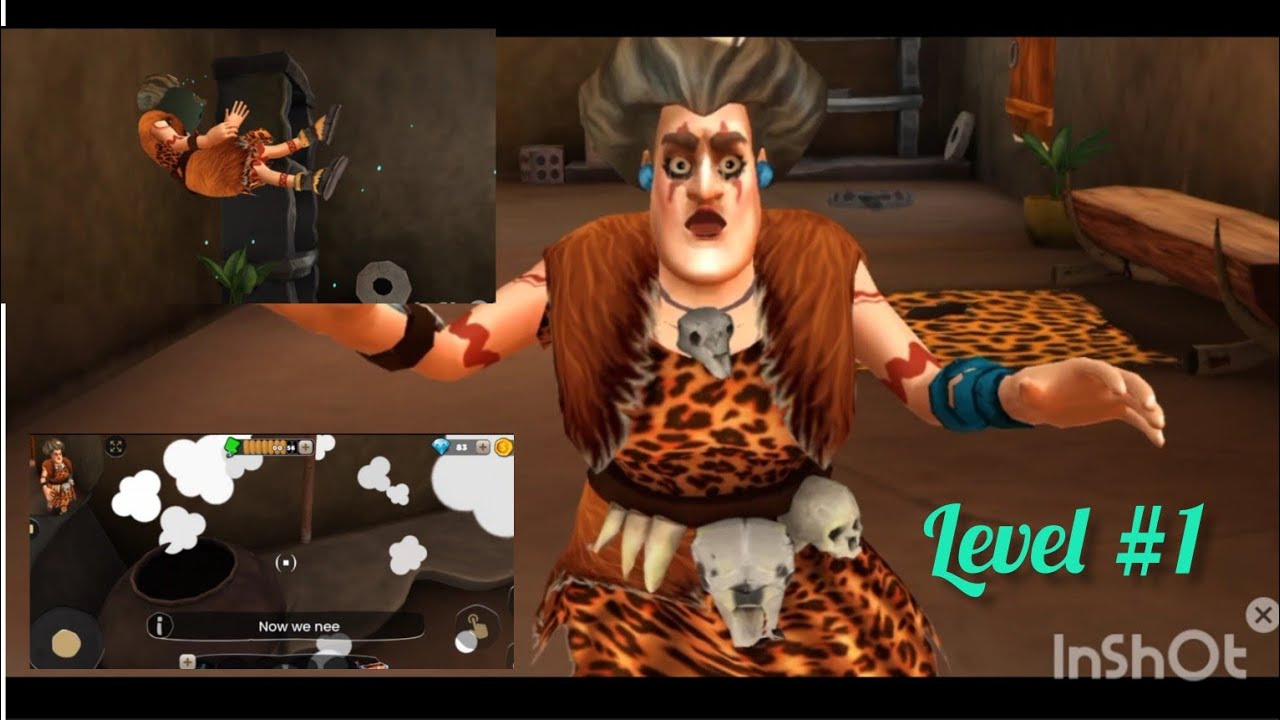 Scary Teacher Stone Age Chapter 4 Hate Triangle Level 1 - Bowling Pins Prank