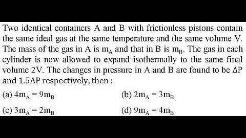 Two identical containers A and B with frictionless pistons contain the same ideal gas