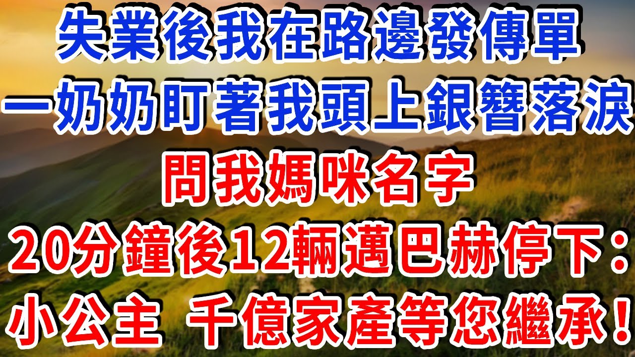 失業後我在路邊發傳單，一奶奶盯著我手裡舊銀簪落淚，問我媽咪名字，20 分鐘後 12 輛邁巴赫停下：小公主 千億家產等您繼承！#雅婷講故事#為人處世#生活經驗#情感故事#晚年哲理#說故事#完結文#出軌
