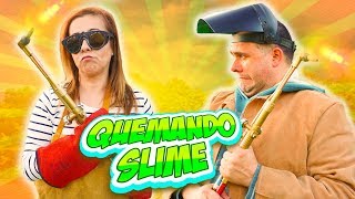 Quemando SLIME y más cosas ! El slime se QUEMA o se DERRITE ? Experimentos caseros TOMA YA !