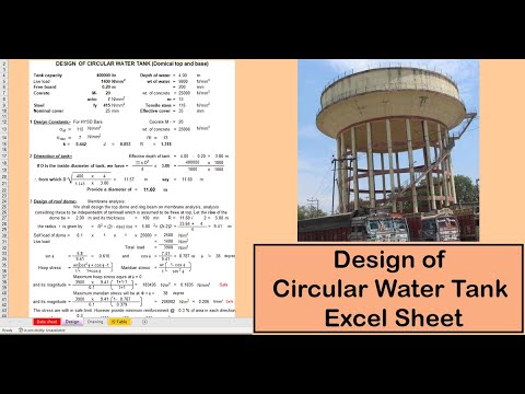 Design of Circular Water Tank Excel Sheet