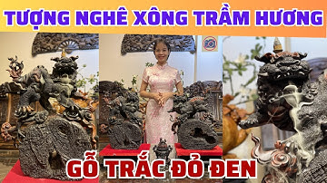 Cặp tượng Nghê xông trầm gỗ Trắc đỏ đen | Thư thái an nhiên lần đầu ra mắt | #tuonggodep