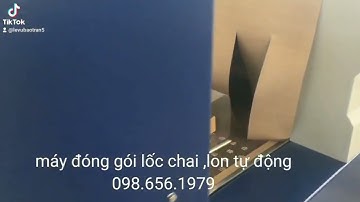máy đóng gói lốc 24 chai tự động, máy cắt dán và đóng màng co lốc chai