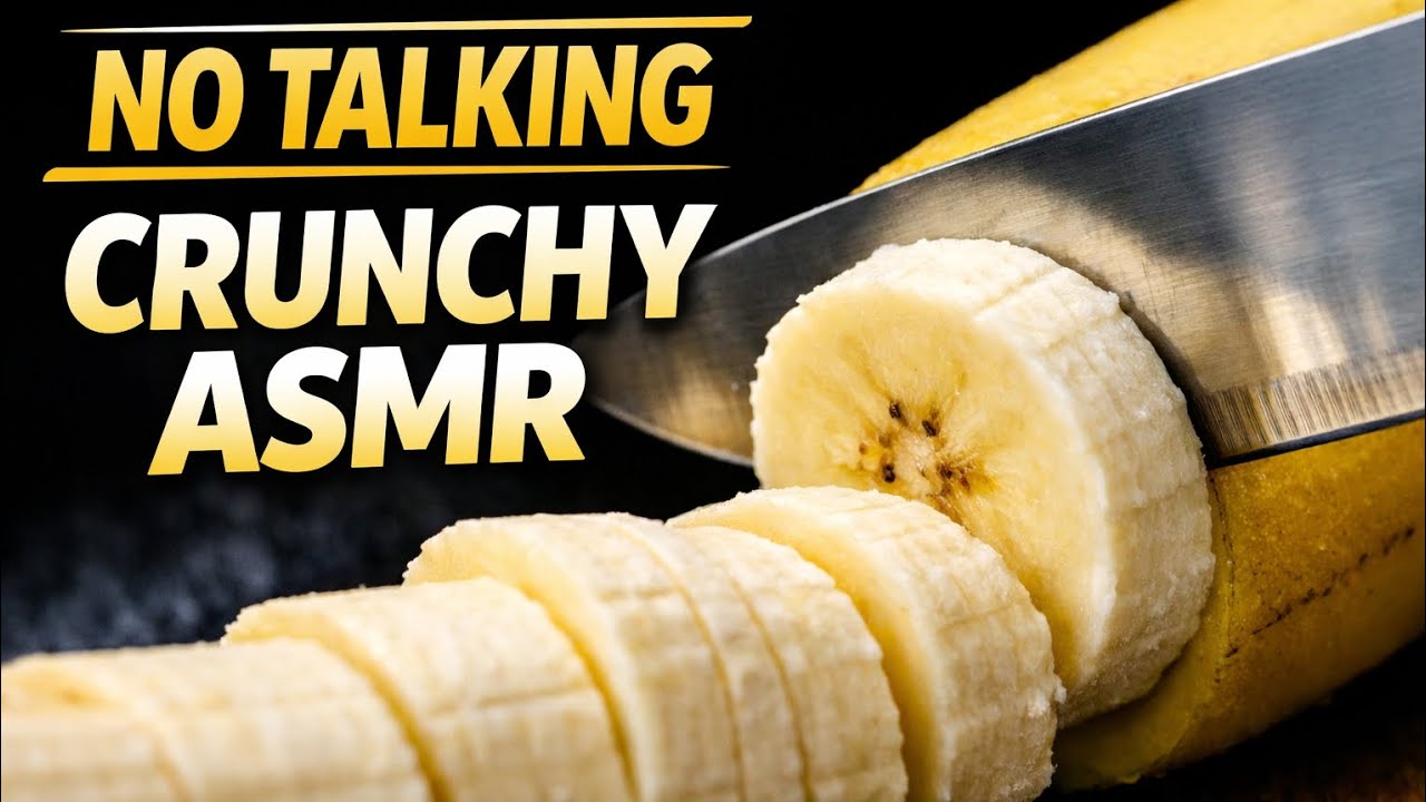 Oddly Satisfying Banana Cutting ASMR 🍌🔪 No Talking | Relaxing Slicing & Crunchy Sounds
