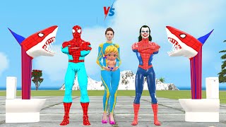 Siêu nhân người nhện vs shark skibidi toilet vs shark spider-man roblox rescue joker spider vs hulk