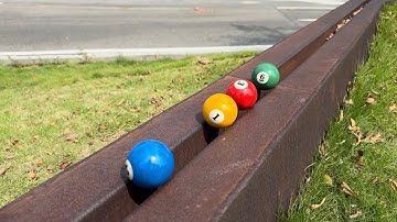 Marble Run、Marble Race、Rolling Ball Sculpture、Kinetic Art、ASMR ，Billiard balls moving on track
