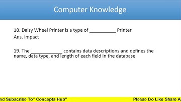 Computer Knowledge || Part 11 || ECGC PO || RBI ASSISTANT || NABARD || FCI MANAGER || IBPS || BANK