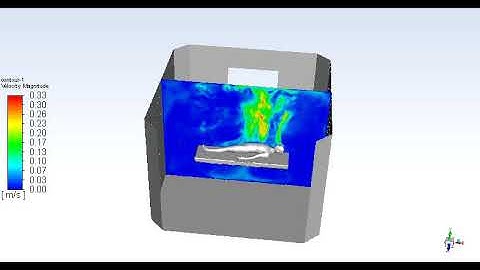 Simulation no 1 - isometric view of thermal plume (velocity contours)