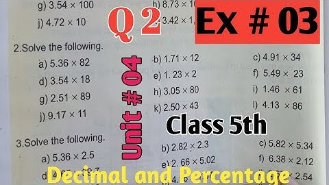 unit 4 Decimal and percentage Exercise 3 Q 2 class 5 Math| PTB and kptbb| SNC 2022 new Addition