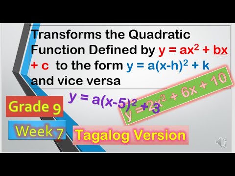 alog Transform Quadratic Function Y Ax2 Bx C 0 Into Vertex Form Y A X H 2 K Youtube