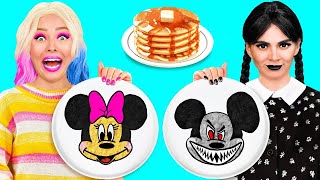 Pancake Art Challenge with Wednesday Addams by BaRaFun Challenge