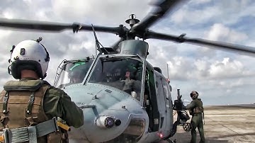 USMC Attack Helicopters Practice Gun Runs Near Japan