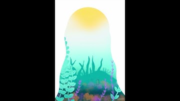 Relaxing Ocean Landscape 🎨 Procreate Drawing 🎨 Satisfying Art 🎨 #shorts